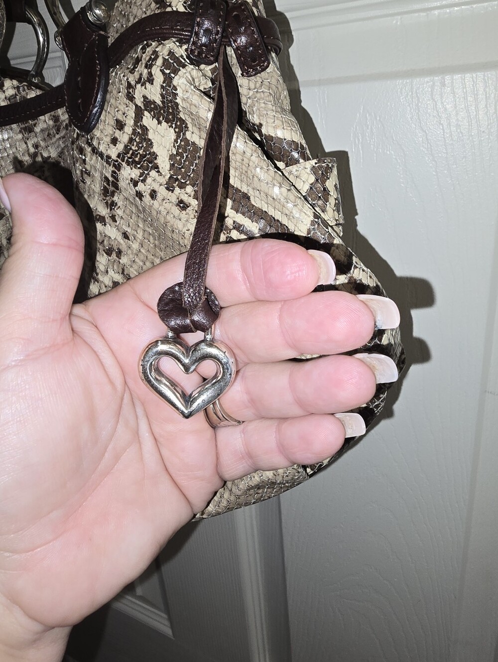 Brighton Python Snake Embossed Leather Bag - Picture 5 of 16